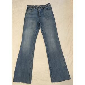OAT Jeans Womens 6/28 Blue‎ Bootcut Braided Stretch Denim